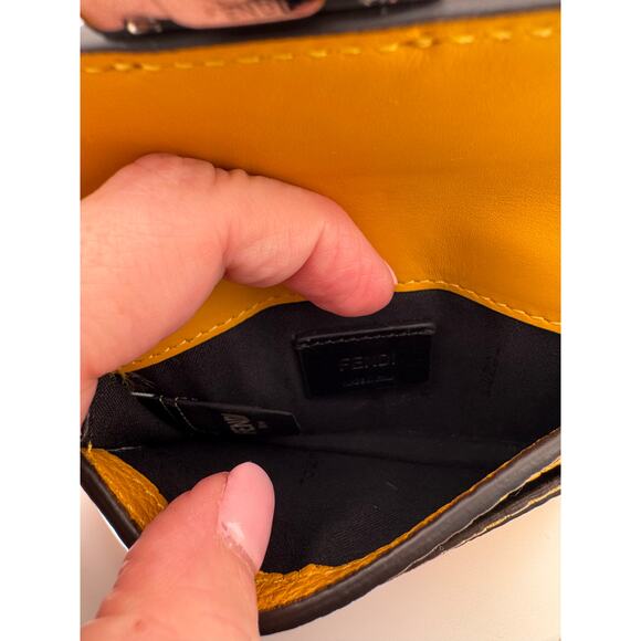 Fendi Micro Baguette Crossbody Wallet in Mustard Yellow Grained Leather - Picture 2 of 4